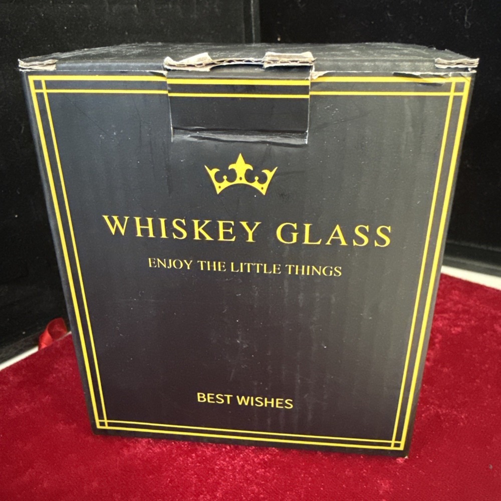 Whiskey Glass “N” Initial 3” Round X 3” Deep Inside Clear Glass- New In Box
